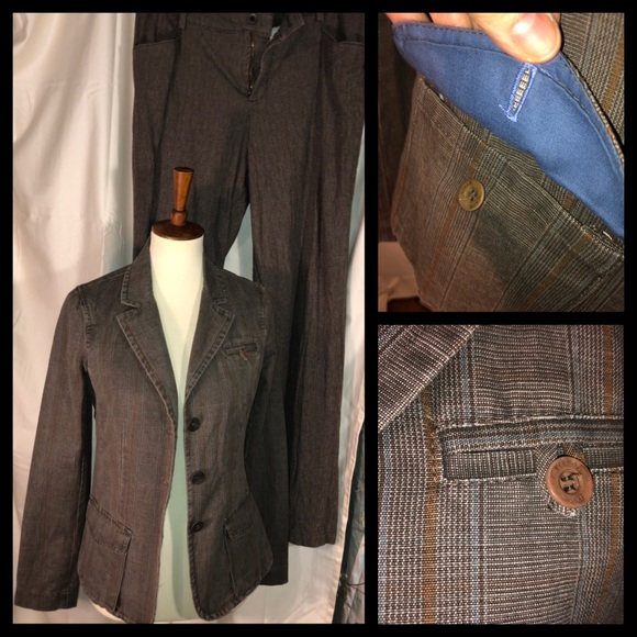 Brown Plaid Blazer Size 10 Vince. Classic Style - Picture 5 of 7